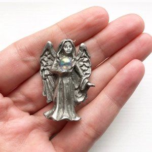 Pewter Sunglo Angel Crystal Figurine